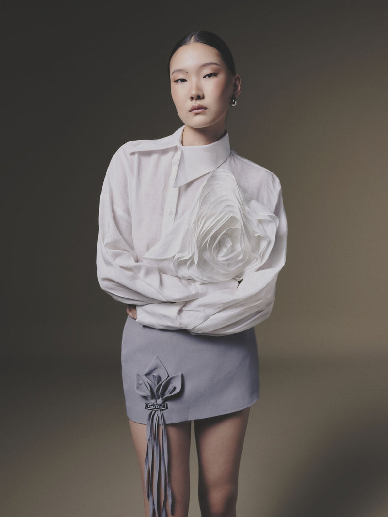 Shift-Collar Linen Shirt