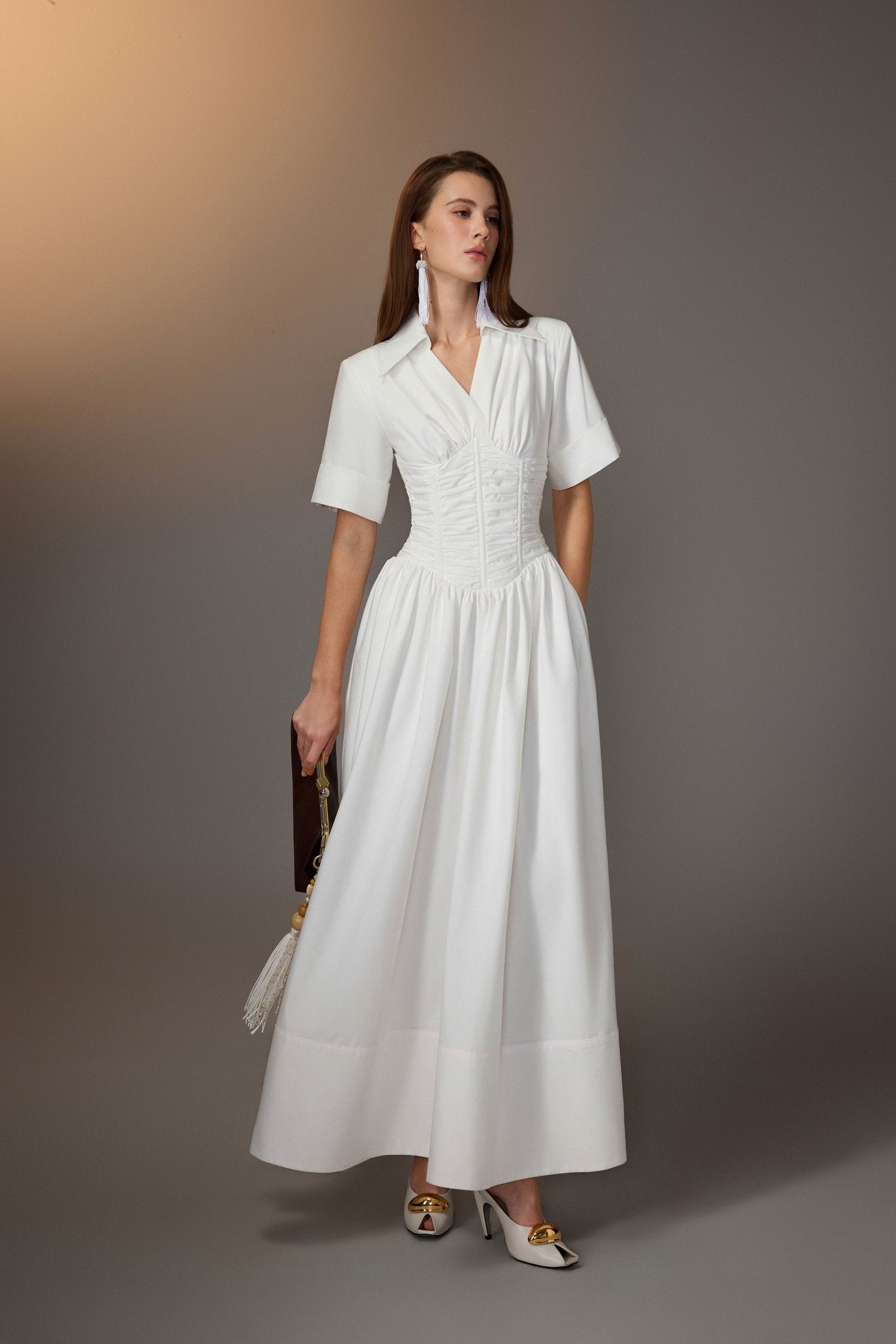 Ruching Shirt Dress