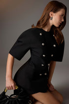 Puff-sleeve Button Blazer