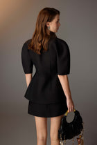 Puff-sleeve Button Blazer