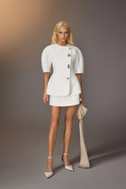 Puff-sleeve Button Blazer