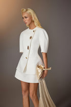 Puff-sleeve Button Blazer
