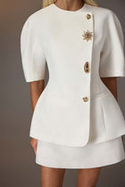 Puff-sleeve Button Blazer