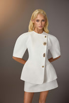 Puff-sleeve Button Blazer