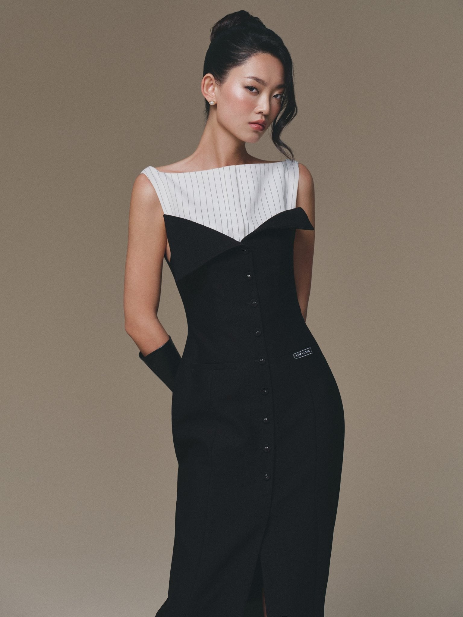 Flipped-Bust Panel Dress